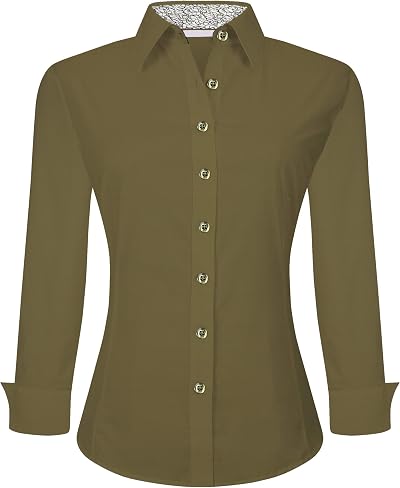 Alex Vando Womens Dress Shirts Regular Fit Long Sleeve Stretch Work Shirt