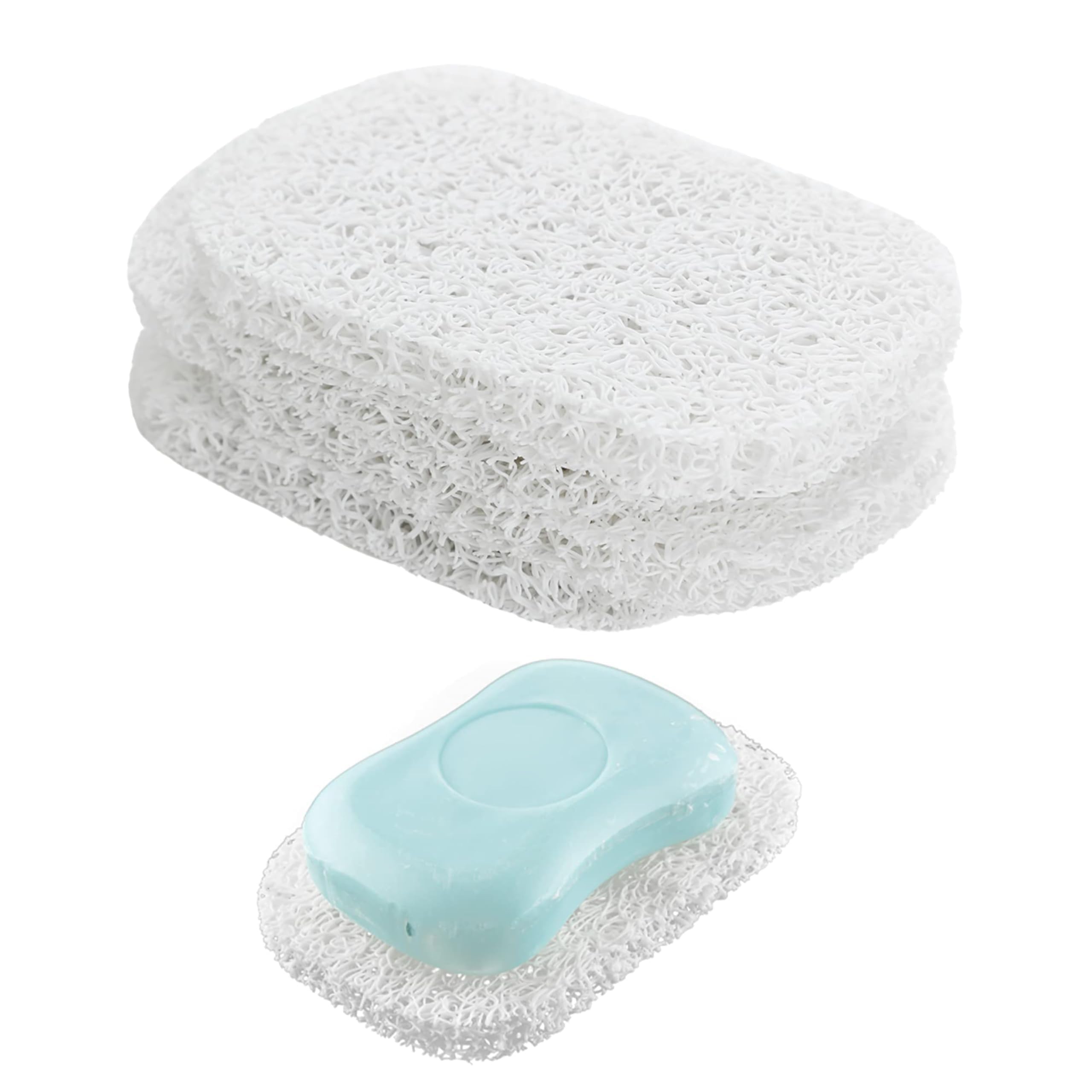 4 Pack White Soap Saver Holder for Bar Soap Shower Bathroom Dish Self Draining Lift Pad Porous Construction air circulate 2.9" x 4.5" PVC Non-BPA Non-Slip Durable