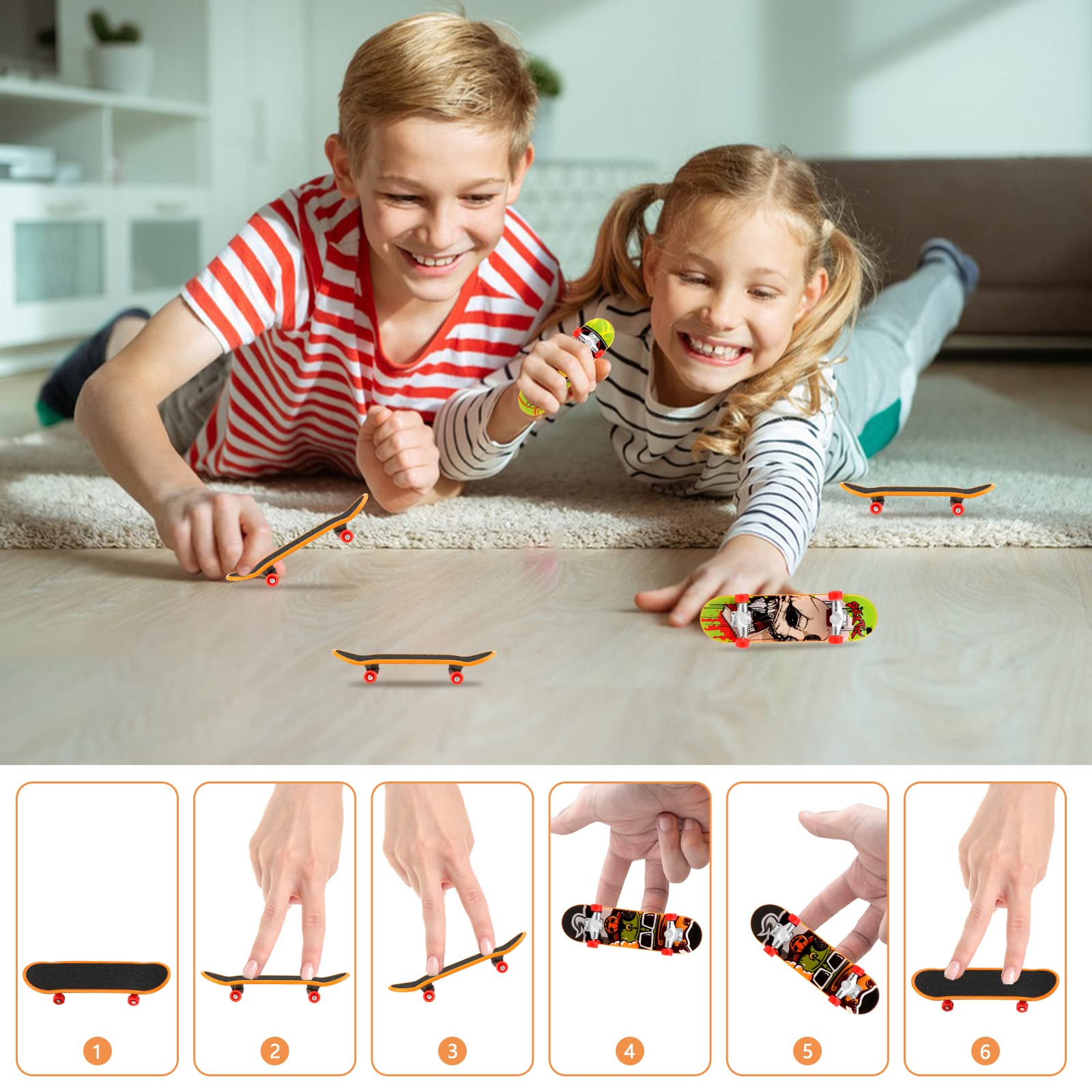 UKOFEW Lot De 6 Mini Finger Skateboards – Planches à Roulettes De Doigt En Alliage, Cadeau Anniversaire Enfant, Motif Aléatoire