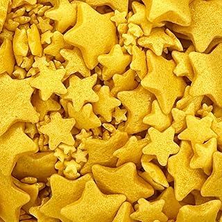 A Pinch Of - Stars Mix - Gold - Cake Topper Sprinkles - 25g Edible Shimmer Shapes Cupcake/Cake Decorations - For Weddings, Christenings, Halloween & Xmas Parties