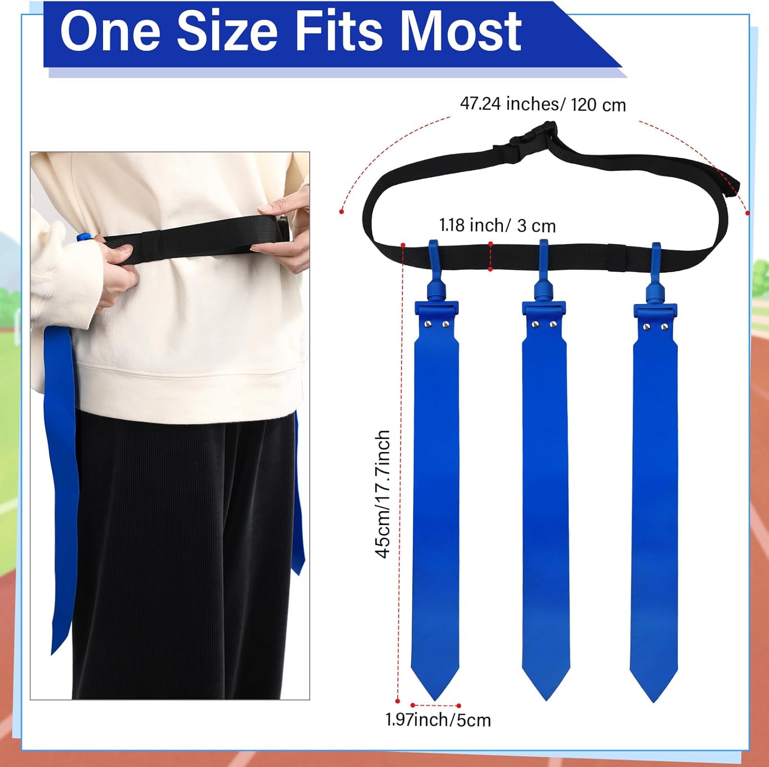 Hungdao 10/12 Players Flag Football Belts and Flags Adjustable Football Belts for Kids Teens Adults Team Training Sport Event - Image 2