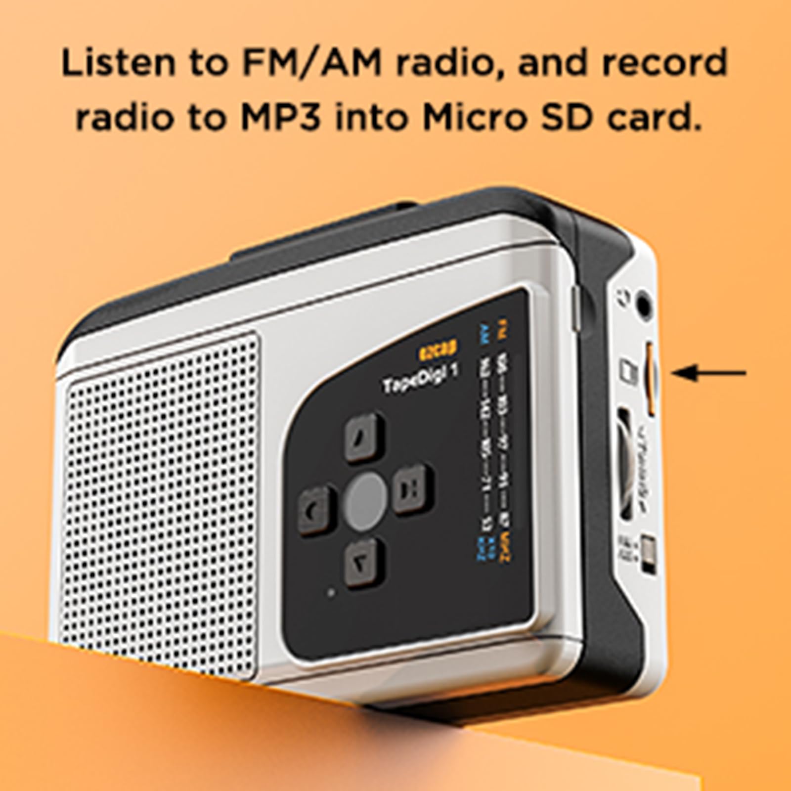 Ezcap234 Odtwarzacz kasetowy Przenośne radio Am Fm Konwerter kasety magnetofonowej na MP3 Rejestrator dźwięku Wbudowany głośnik z gniazdem słuchawkowym dla miłośników muzyki