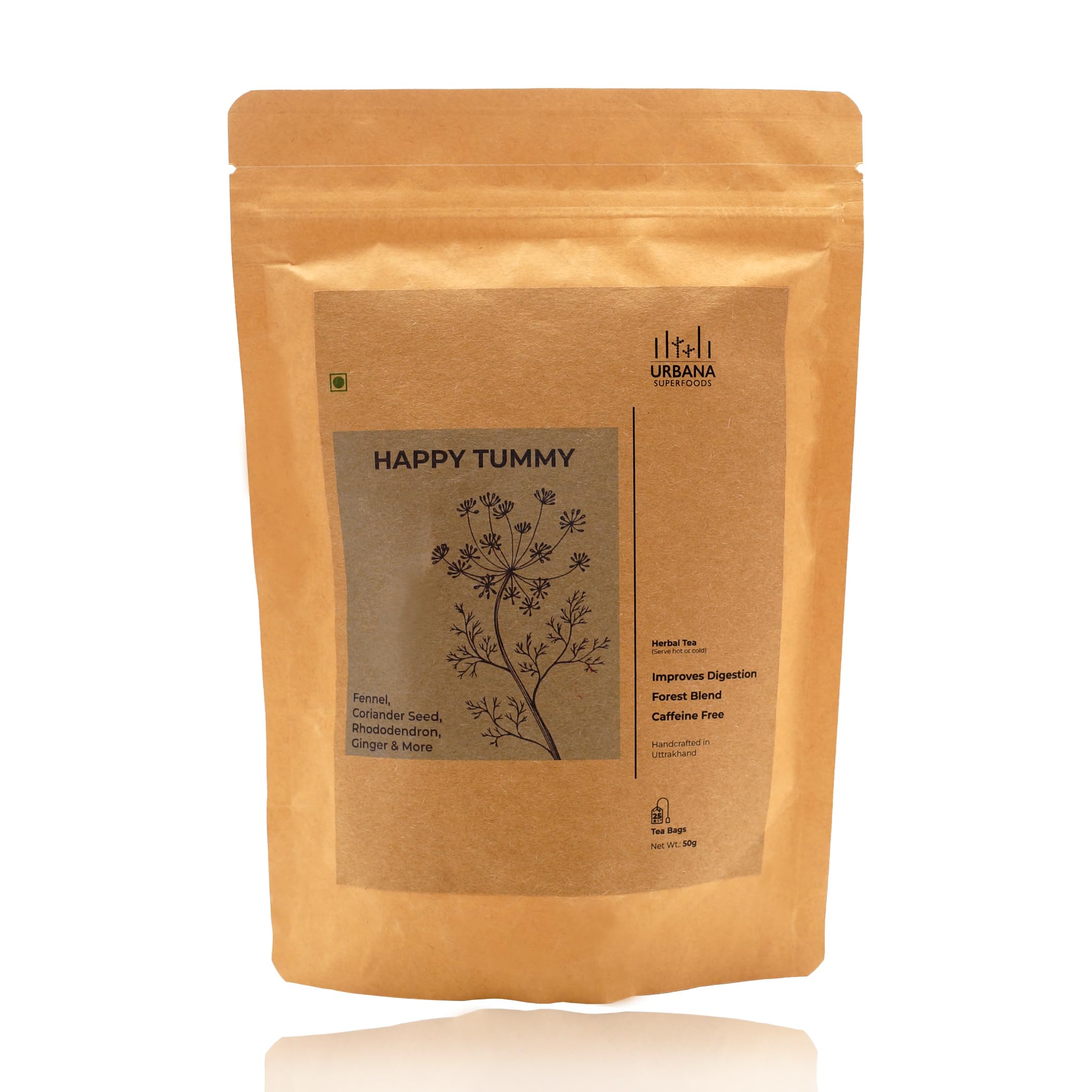 Sponsored Ad - Forest Blend Organic Herbal Tea Bags 25 Pieces (Happy Tummy) - Caffeine-Free, Infusion with 100% Whole Leaf, Natural Ginger, Fennel, and Coriander Seed