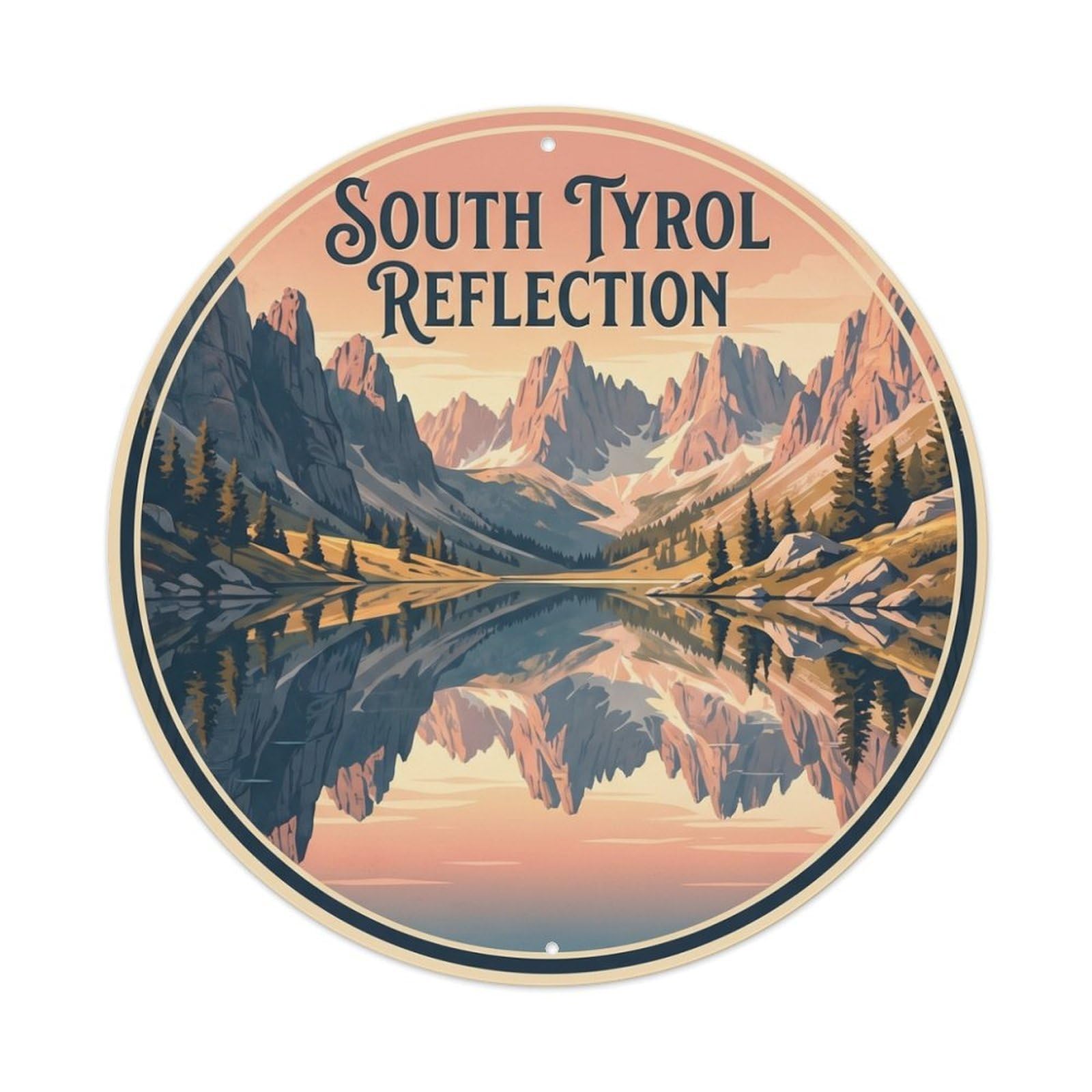 Olhnbad Style Lake Reflection Coastal Route South Tyrol Travel Retro Metal Tin Sign