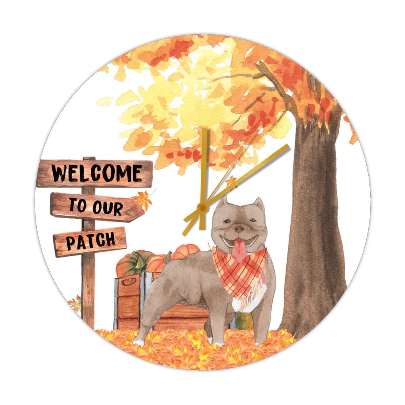 Horloge ronde en bois retro silencieuse 38cm Dog Clocks