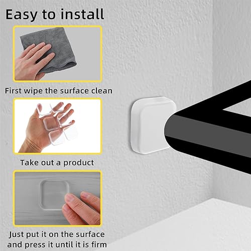 Miniatura 8 de 6 protectores de pared para tope de puerta, protectores de pared cuadrados transparentes para pomos de puerta, absorbentes de golpes, autoadhesivos,