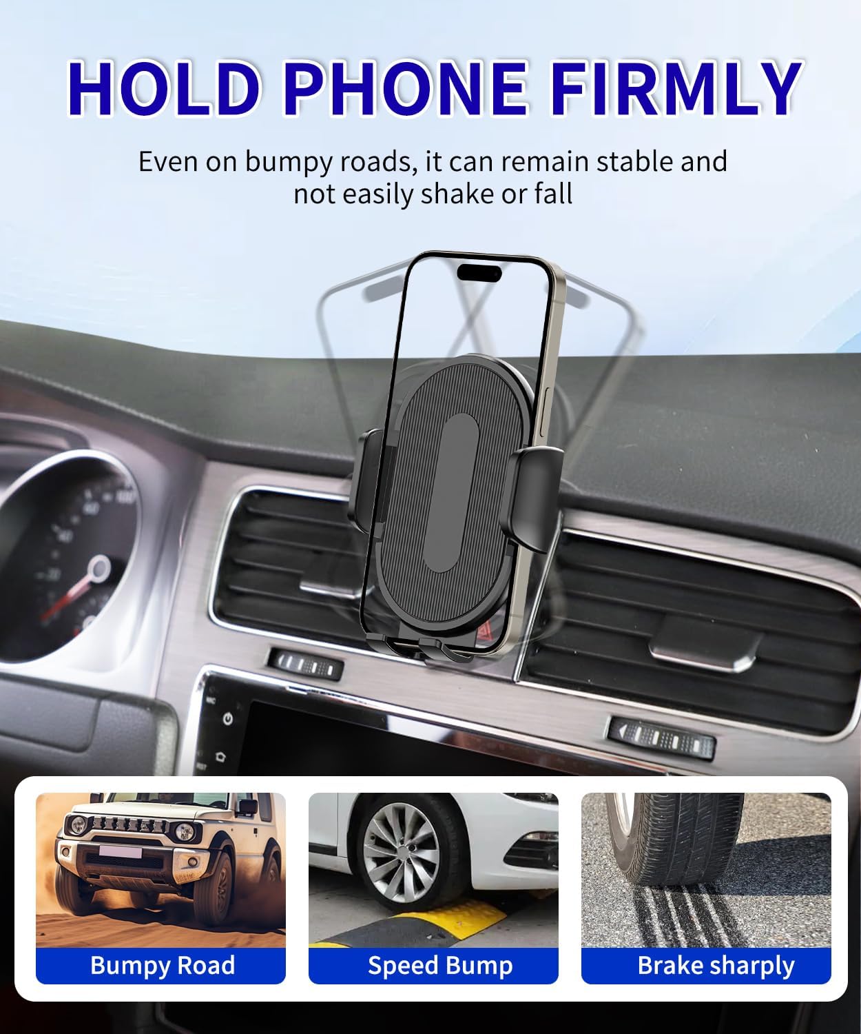 Car Phone Holder for Volkswagen Golf 2015-2021 Auto Accessories，One Hand Place & Pick，360° Rotation，Hands Free，for 4.7-7 inch Phones
