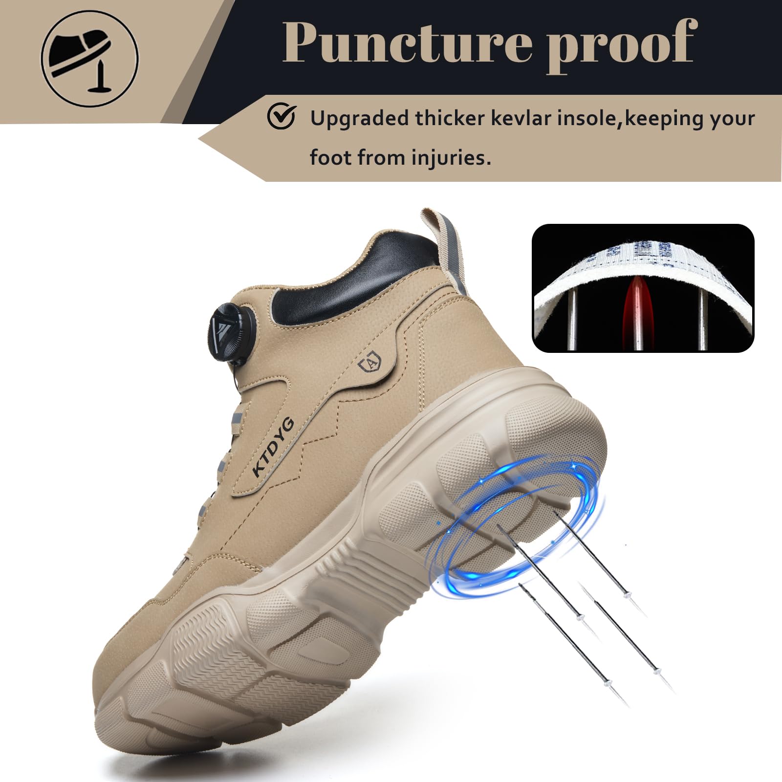 Scarpe Antinfortunistiche Uomo Donna Impermeabili Scarpe da Lavoro con Punta in Acciaio Leggere Stivali di Sicurezza Antiscivolo Scarpe Sicurezza