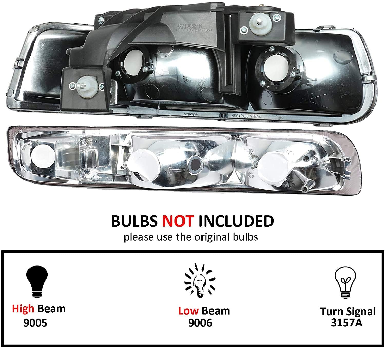 2001 Chevy Silverado 1500 Headlights 4-Piece Black Headlight &amp; Bumper Light Set For 99-02 Chevy Silverado &amp; 00-06 Tahoe/Suburban 06 Chevy Silverado Headlights