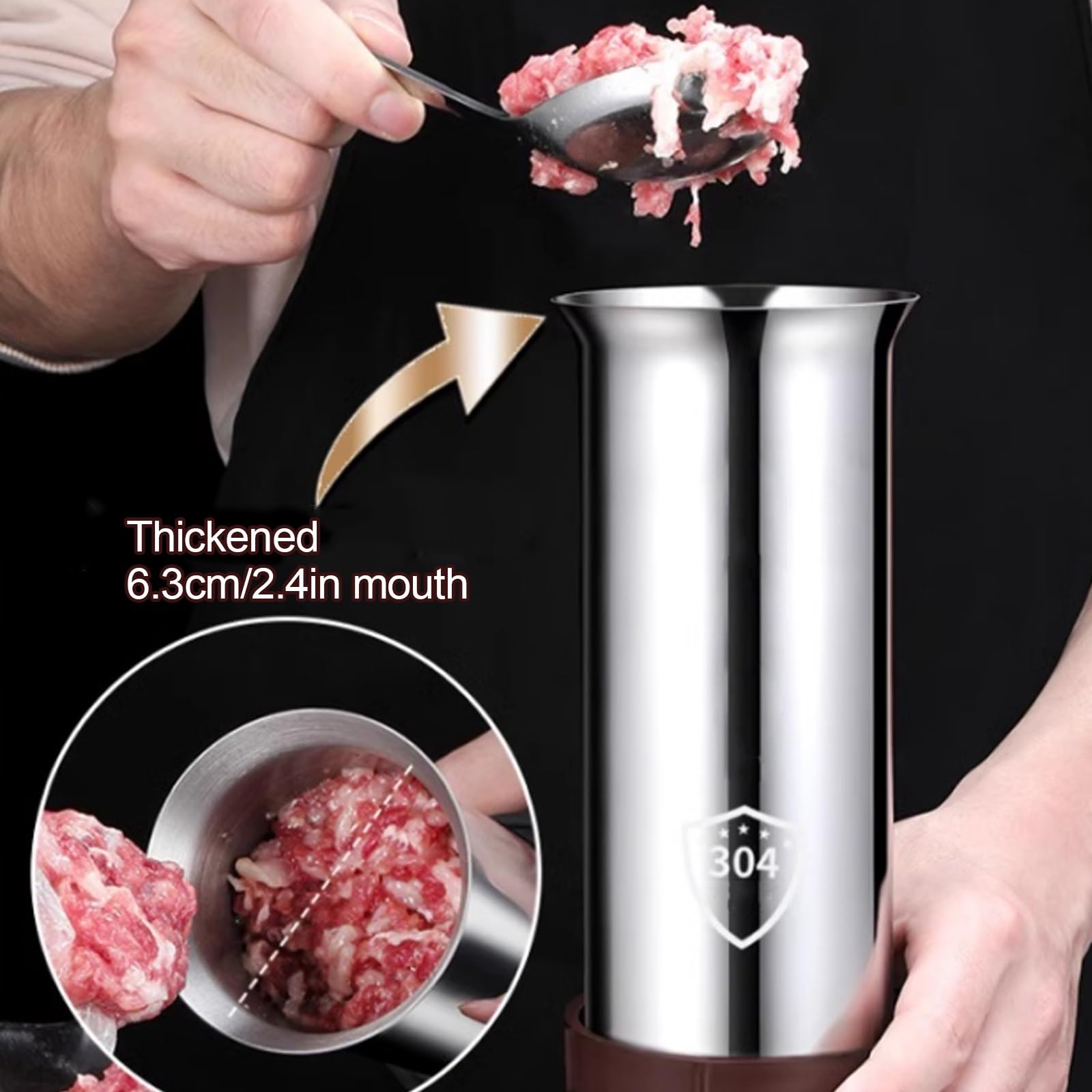 304 Acero Comestible Salchicha Máquina Linker, Salchicha Tubos Relleno con Boquilla Pulida Y Lisa, Tubos Ampliada, Enema Rápido, Fácil De Limpiar, Adecuado for Uso Doméstico