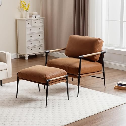 Miniatura 43 de DUOMAY Silla decorativa moderna Mid-Century, cómoda silla de sherpa para sala de estar, dormitorio, oficina, sillón de respaldo medio con patas de