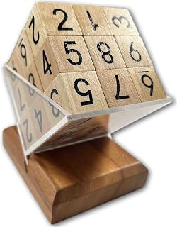 Creative Crafthouse Sudoku Cube, 27 Block Wood Number Puzzle | Arrange all 27 blocks so each face shows the digits one through nine, a hard three dimensional challenge with a base