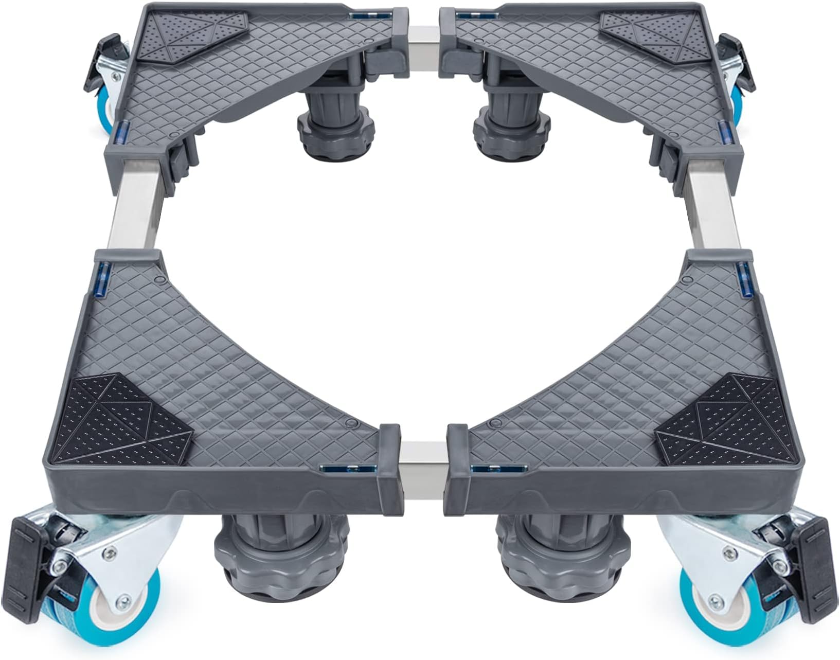 ilaukeWashing Machine Base for Refrigerator, Adjustable Base for Dryer, Adjustable Washing Machine Base with 4 Feet + 4 Wheels and Non-Slip Shock Absorption Function (45-75 cm)