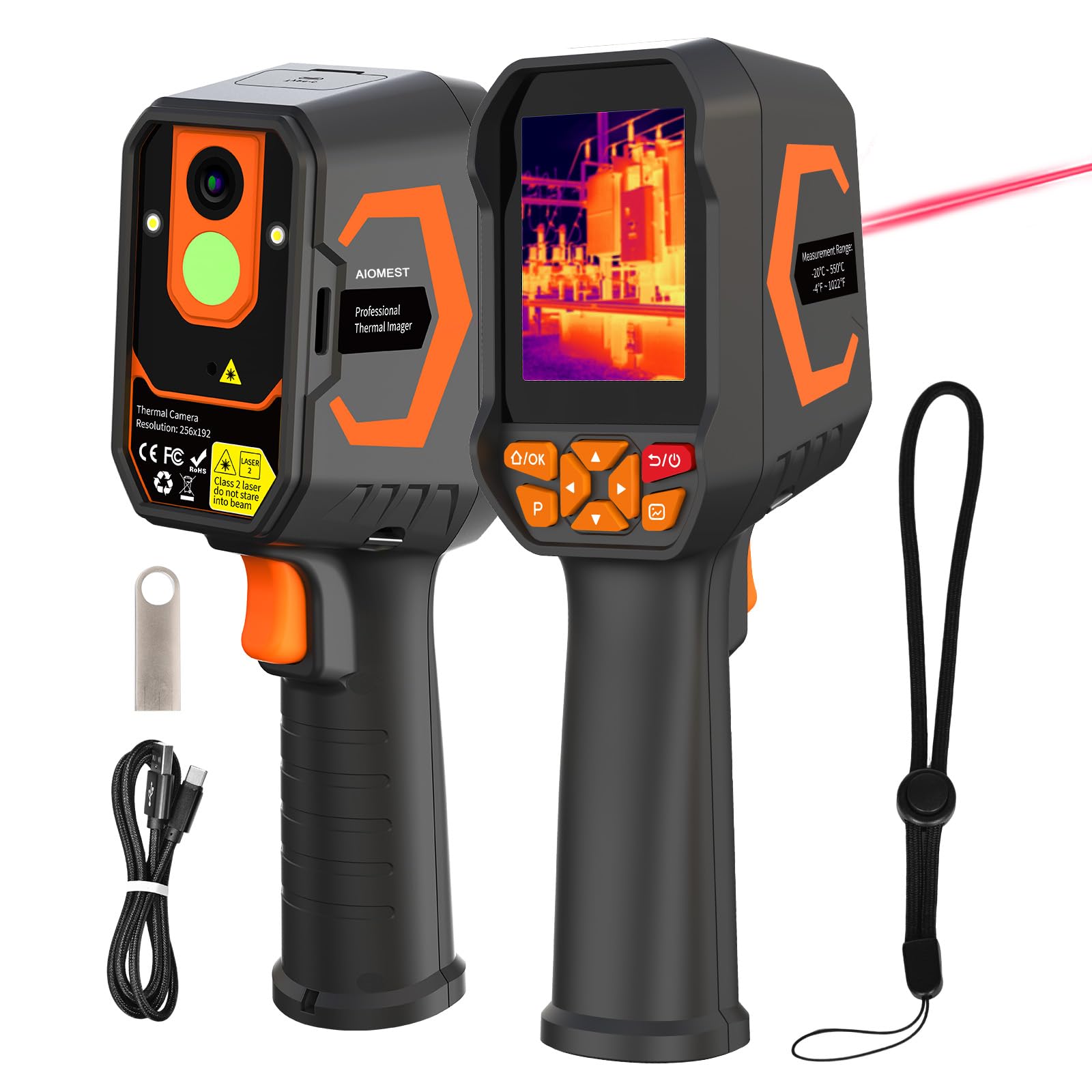 Cámara Térmica Detectora de Fugas de Agua/Aire AIOMEST, Pistola Infrarroja 512x384 TISR con Software PC 2D/3D, Cámara 2MP, Rango -20°C a 550°C para Fontanería, Inspección HVAC, Electricista