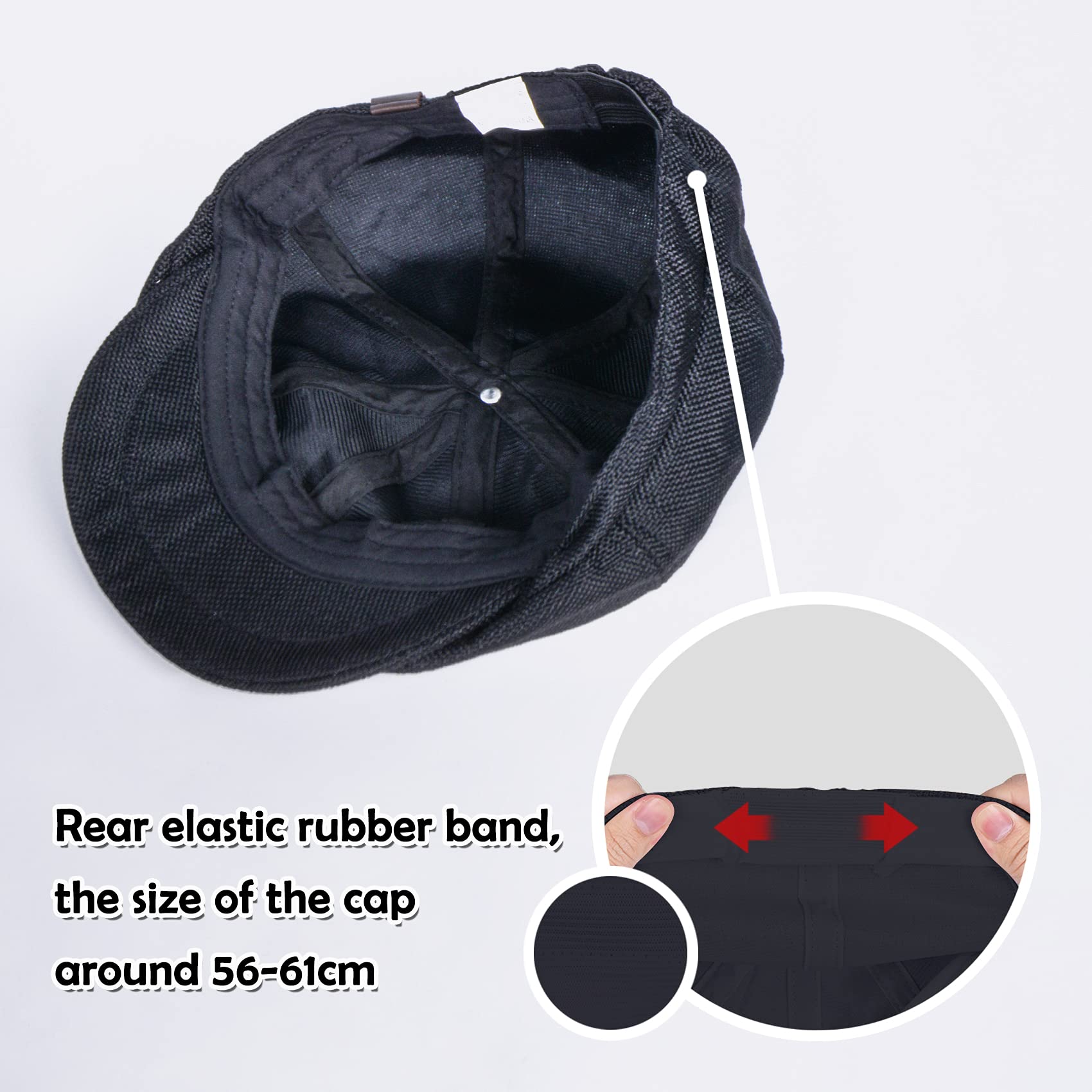 Casquettes Plates Chapeau Gatsby à 8 Panneaux Peaky Herringbone Casquette Gavroche Baker Boy Chapeaux Irlandais Fashion Ivy pour Hommes Femmes avec Bande Élastique