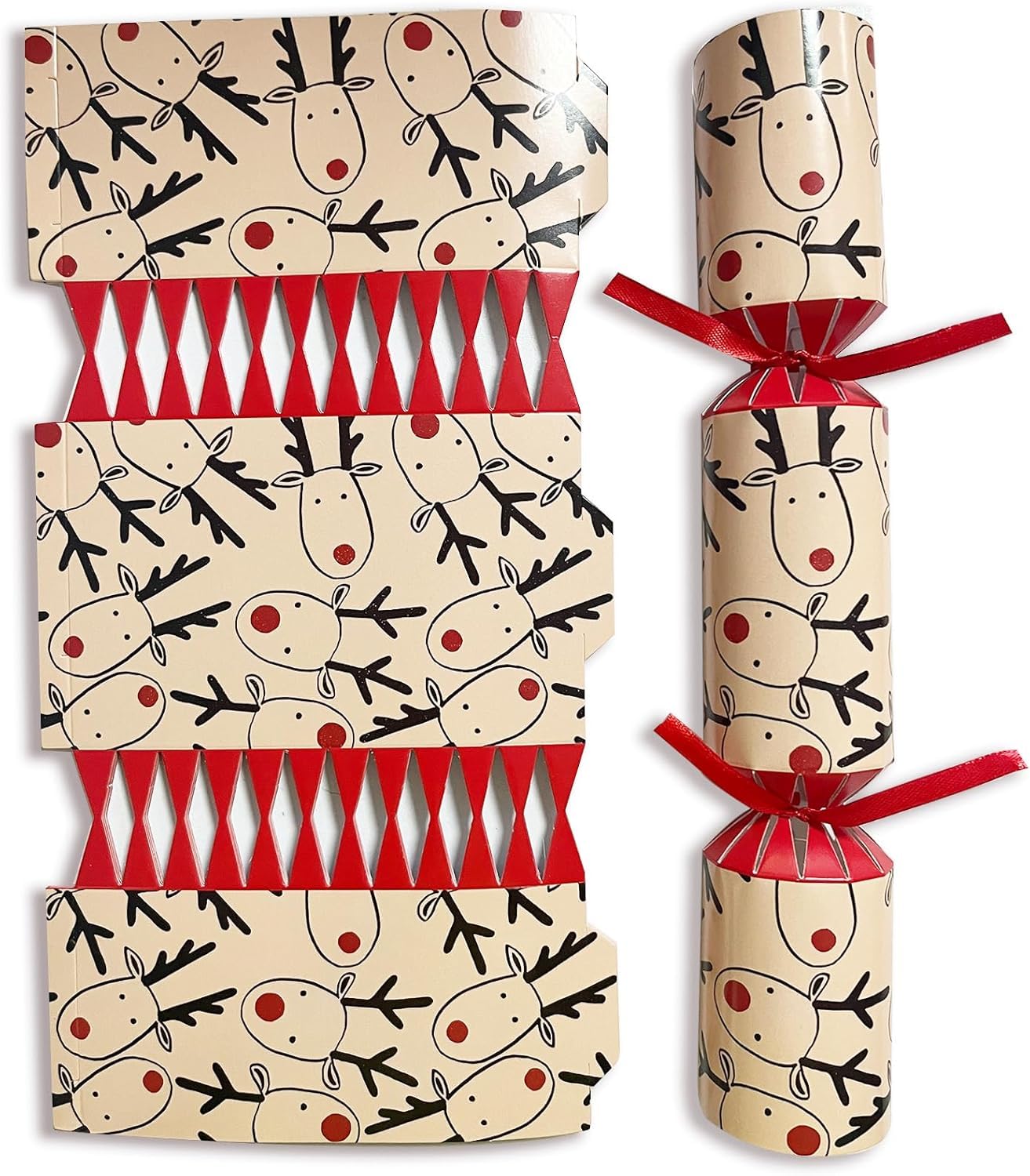 10 Luxury Chritmas Crackers, 10 Hats 20 Strings Christmas Party Game Deer DIY Cracker Festive Seasonal (brown) (brown)