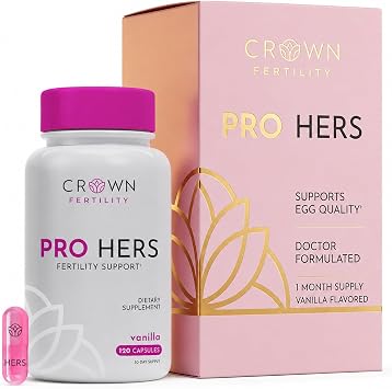 Pro Hers Fertility Supplements for Women, 30-Day Supply | USA Made for TTC Routines with 5-MTHF Folate, Lipoic Acid & Primrose Oil, 120 Capsules for Pre-Conception Support, Vanilla