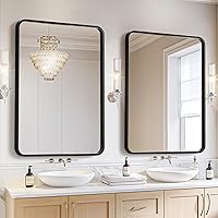 USHOWER 2-Pack Black Bathroom Mirrors 22x30 Inch Over Sink, Metal Frame Farmhouse Vanity Mirror Wall Mounted for Bathroom Bedroom