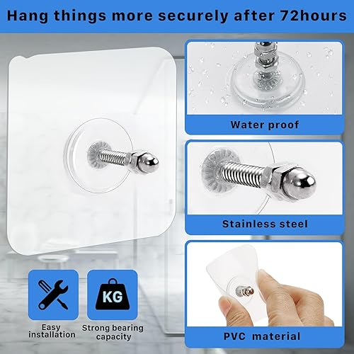Miniatura 3 de 20 ganchos adhesivos para tornillos de pared, ganchos de pared para colgar, ganchos de pared de tornillo sin clavos, ganchos adhesivos resistentes,