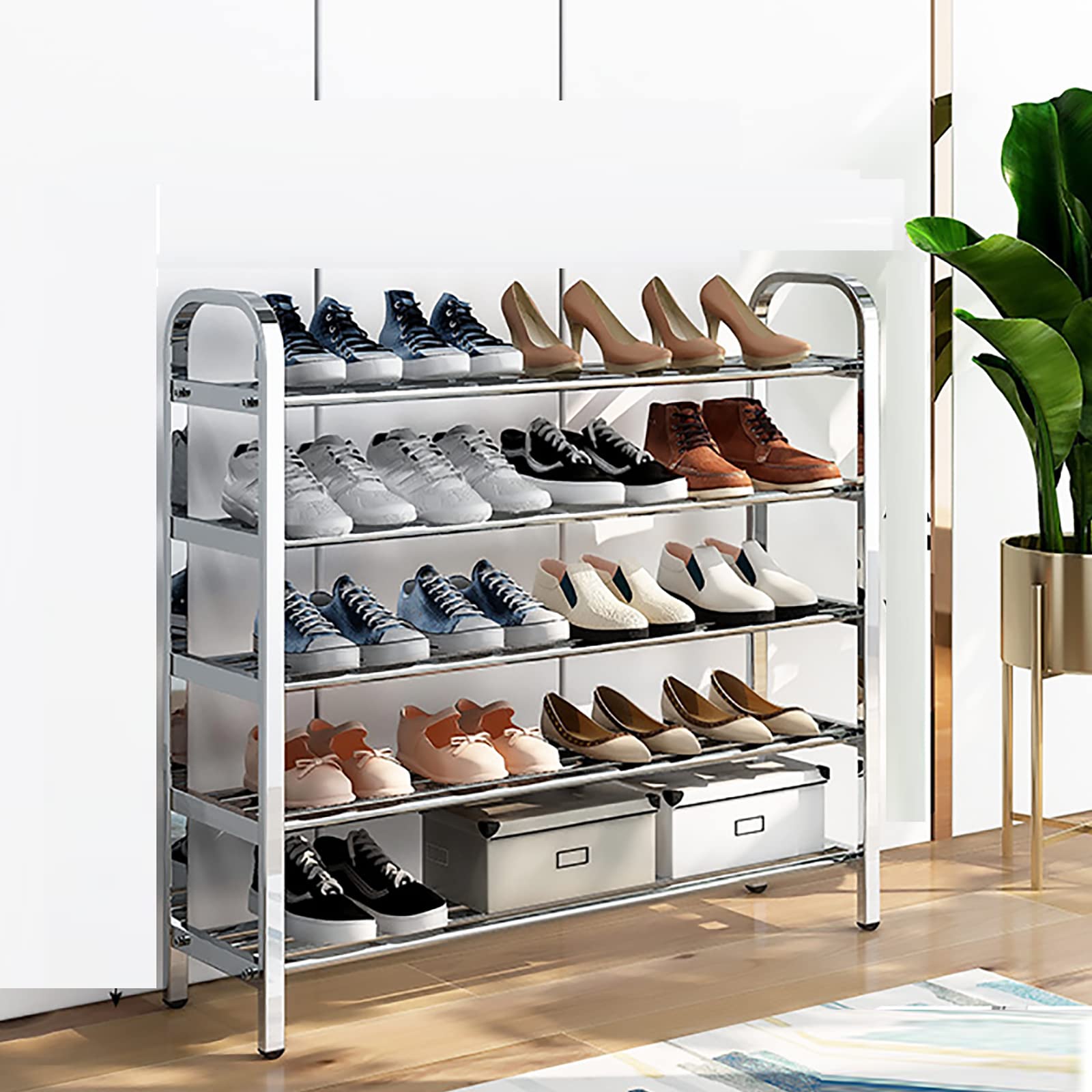 Scarpiera portatile multistrato in acciaio, sottile, in metallo, per soggiorno, camera da letto, corridoio, cucina, giardino, balcone e soffitta