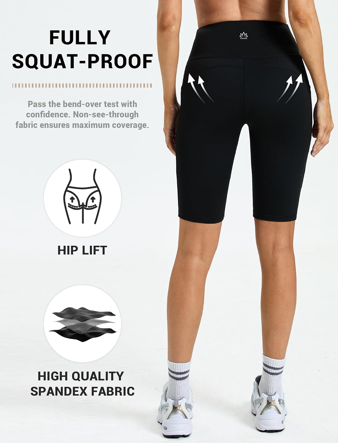 11" Biker Shorts Women with Pockets - Tummy Control Running Workout Gym Yoga Athletic Spandex Long Shorts