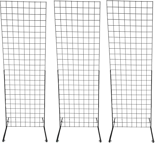 Vista 2 de Only Hangers Panel de pared de 2 x 6 pies con soporte de pie, con base Deluxe T-Style, negro. Combo de 3 paquetes.