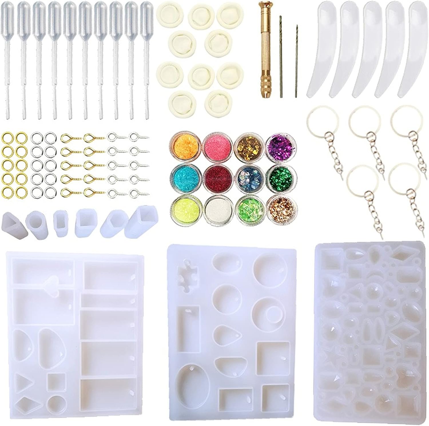 Epoxy Casting Molds Set Silicone UV Casting Tools Kits Resin Casting Molds Jewelry Making DIY Earring Findings