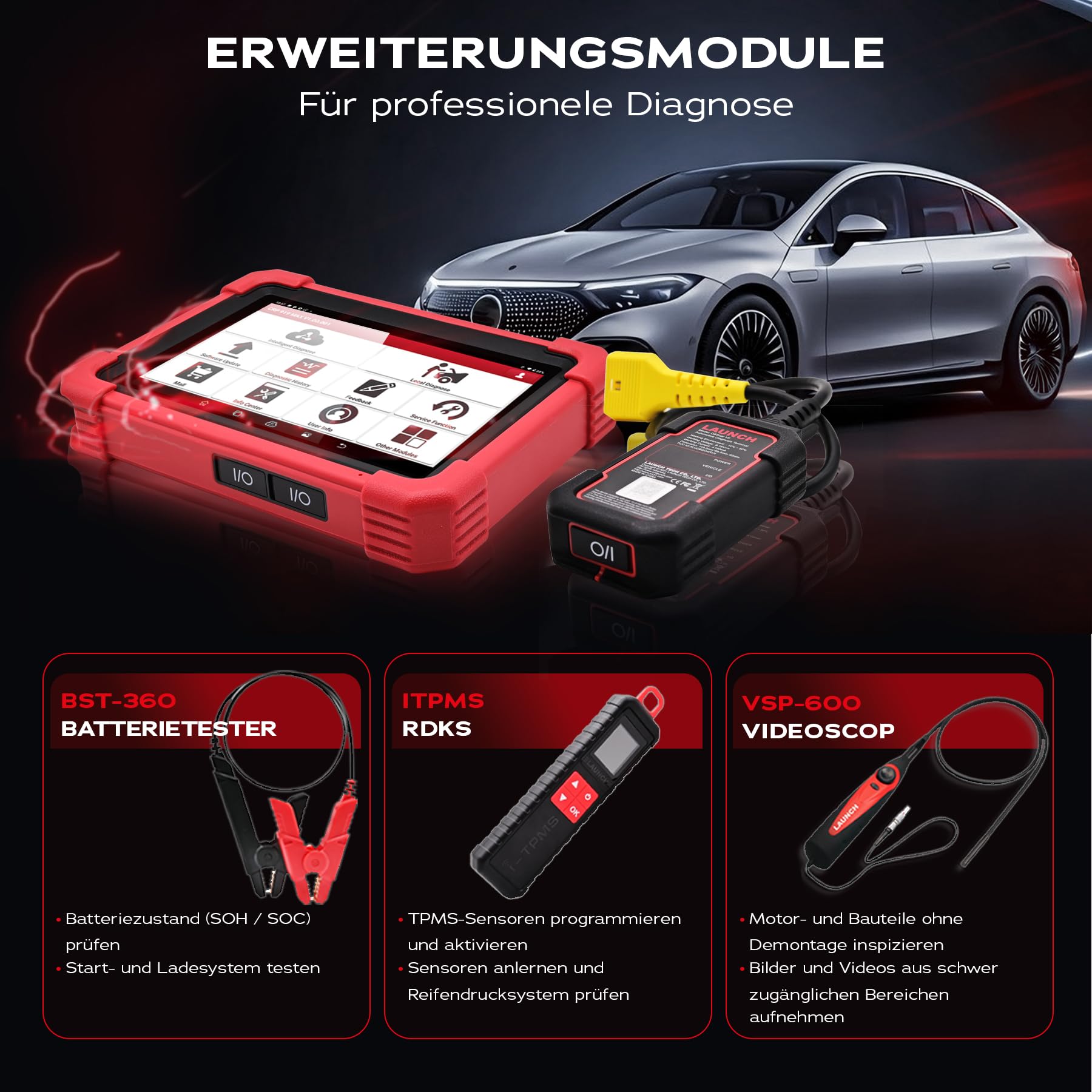 LAUNCH EUROPE CRP 919 MAX OBD2 Diagnosegerät Auto für alle Fahrzeuge, Fehlerauslesegerät KFZ, Alle System Auslesegerät alle Marken, 31+ Servicefunktionen Öl/EPB/DPF/Batterie, ECU-Kodierung, CANFD DoIP
