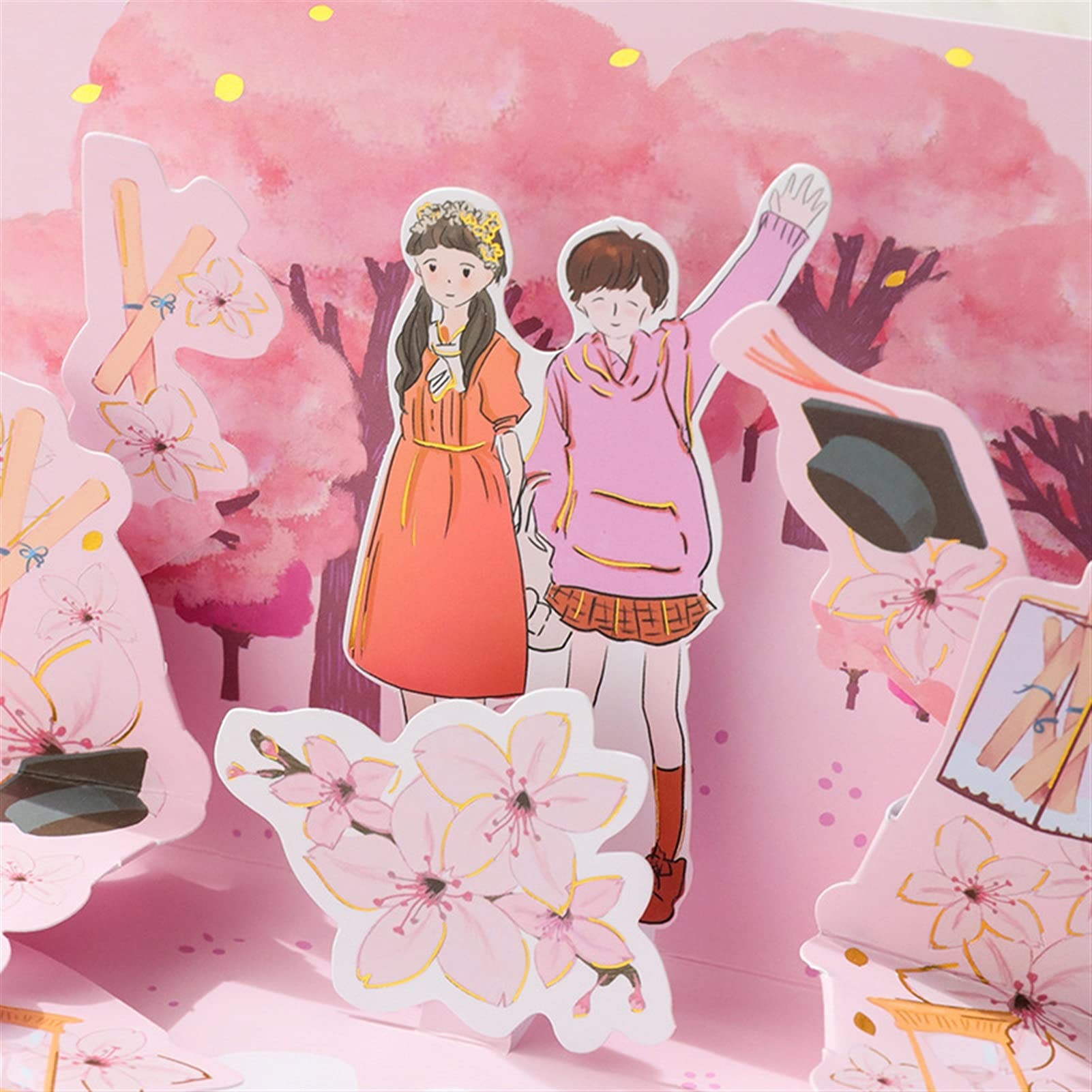Kartki okolicznościowe kartki urodzinowe 3D ręcznie robione studenci szkoła 'The Best of Us Sakura papierowa kartka okolicznościowa wieczór panieński główny doktor ukończenie szkoły kument z klasy karty podarunkowe (rozmiar: 8 szt.)