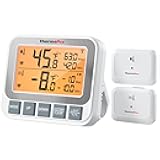 Wireless Freezer Fridge Thermometer with Alarm, 500 ft/150 m Range, High Accuracy, Rechargeable Refrigerator Thermometer with Backlit LCD Display, Battery Included