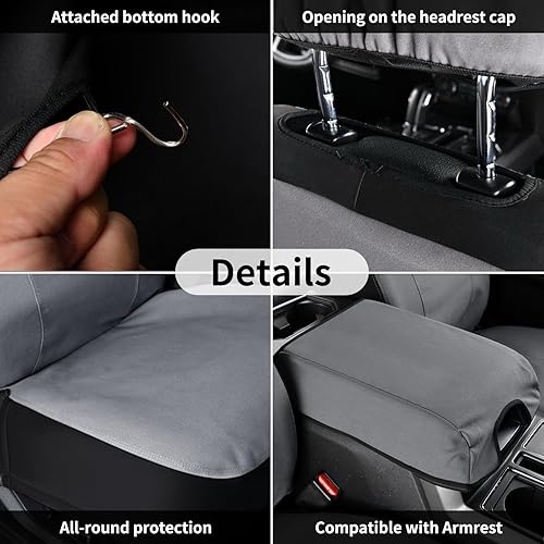 Miniatura 10 de Coverado Fundas de asiento delantero, protector de asiento de lona impermeable para cojines de asiento de automóvil para niños y perros, fundas de