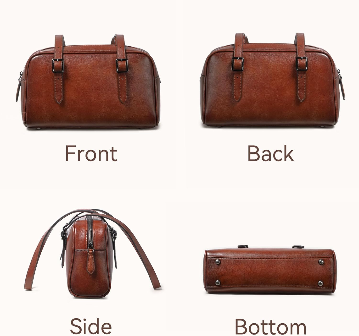 COOLCY Leather Shoulder Bag, Genuine Leather Purses Trendy Handbags,Vintage Hobo Clutch Bags Valentine's Gifts for Women - Image 7