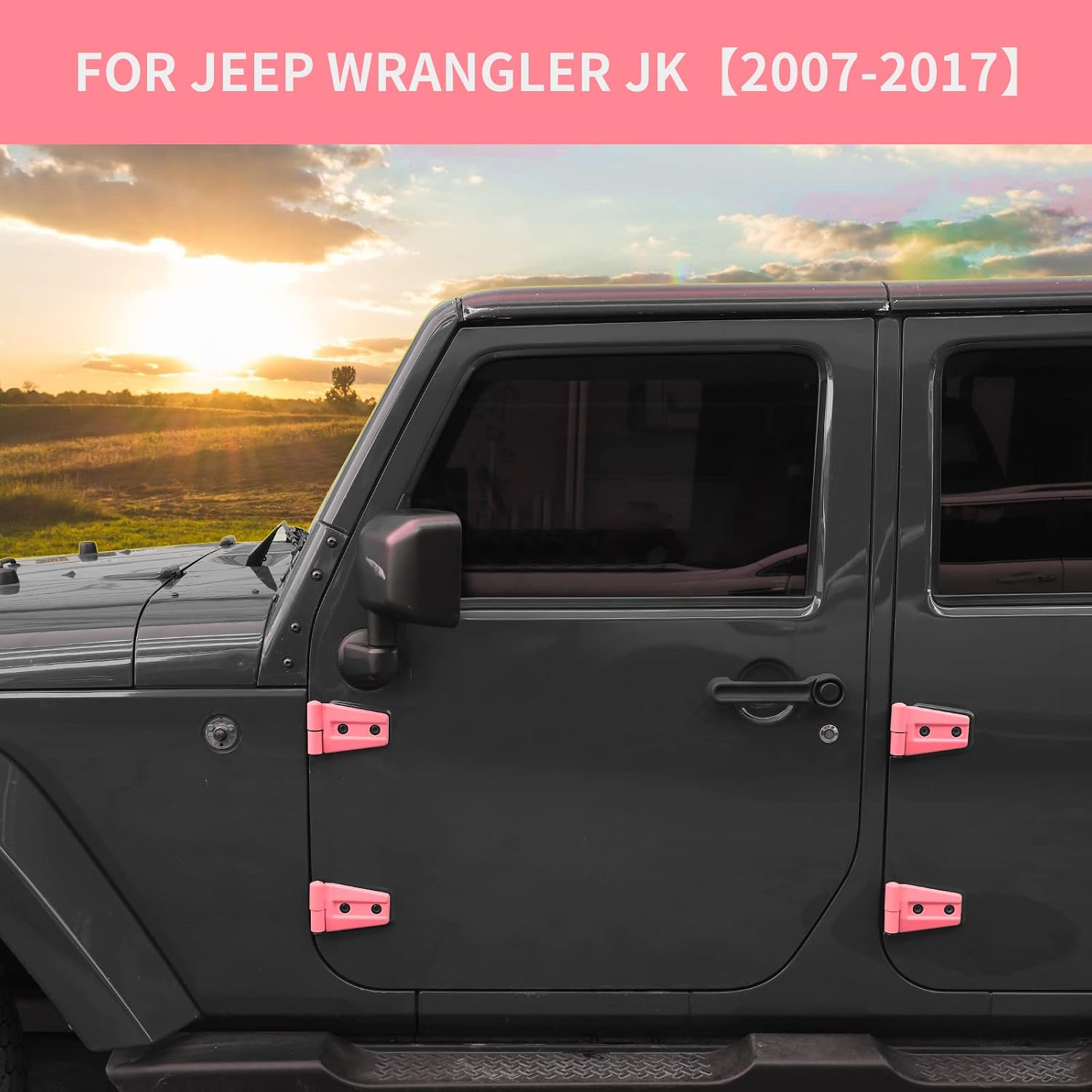 Door Hinge Trim Cover ABS Exterior Accessories for 2007-2017 Jeep Wrangler JK JKU Sport Rubicon Sahara X 2-Door & 4-Door, Pink, 8PCs