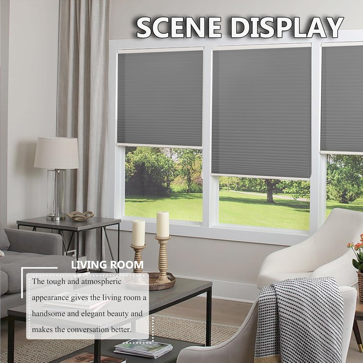 Custom Blackout Cellular Window Shades Cordless Blinds Honeycomb Blinds for Windows, Window Shades Thermal for Home, Room Darkening Cellular Door Blinds for Kitchen Easy to Install(Size:50"W*56"H,Colo