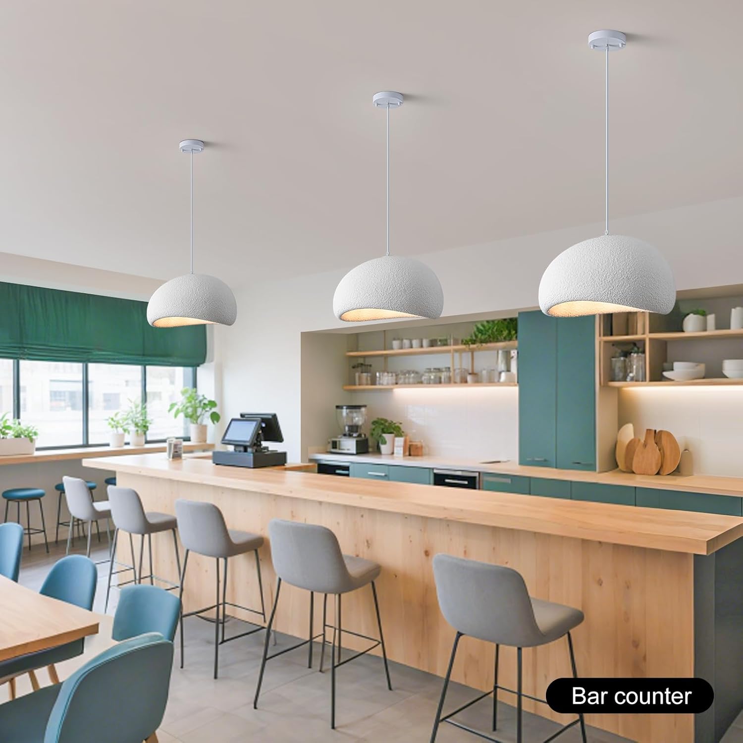 15.7 inch Wabi Sabi Pendant Light Modern Japanese Ceiling Fixture for Dining Room Kitchen Island Hallway, White E26 Base Hanging Lamp (40cm/15.7in)