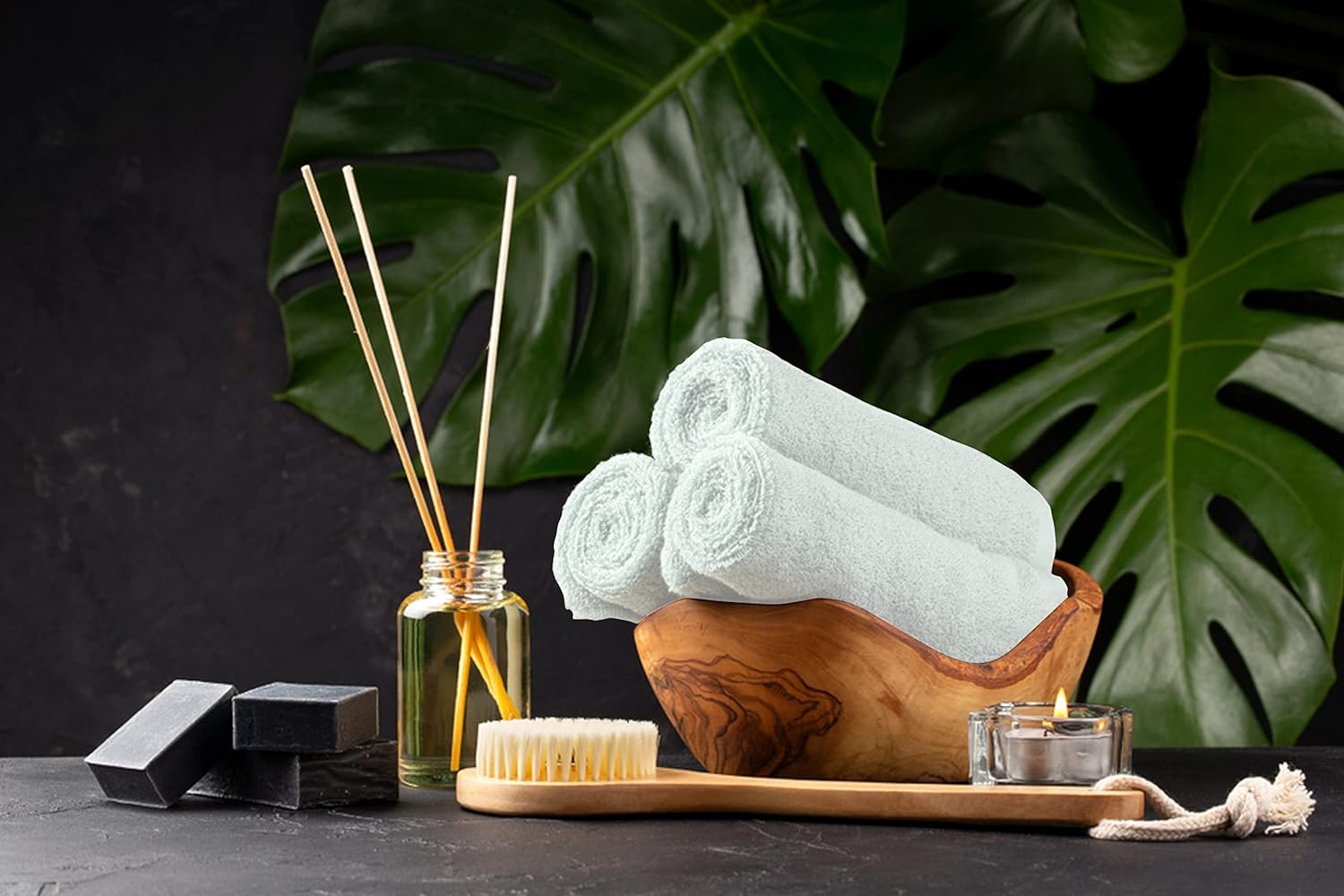 Softolle Salon Towels – Pack of 24 (16"x27") 100% Cotton Ring Spun (Not Bleach Proof) Ultra Soft, Highly Absorbent Hand Towels – Bulk for Spa, Gym & Salon (White)