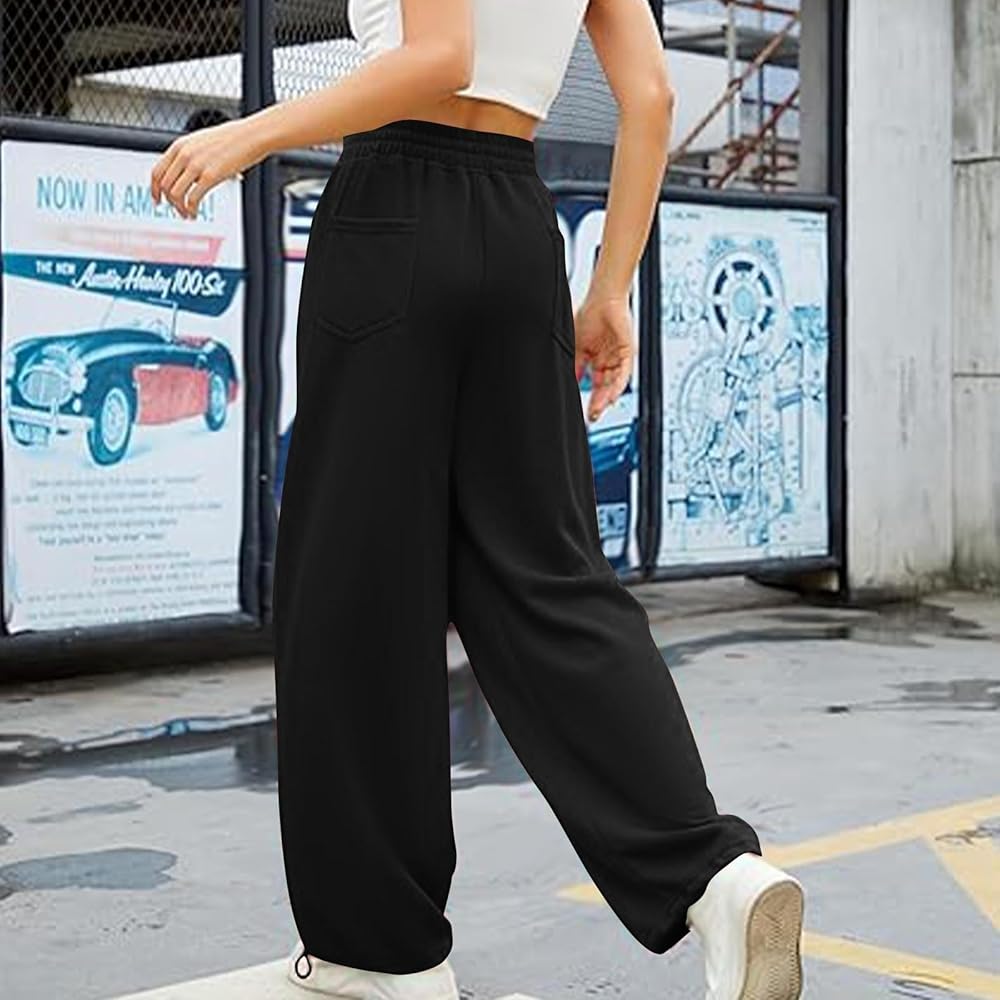 Baggy Sweatpants Women PIMOXV Women's Ruffle High Waisted Jogger