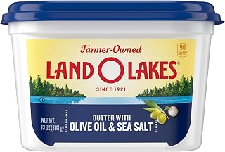 Land O'Lakes Butter with Olive Oil & Sea Salt - Spreadable 13 oz Tub, Rich Fridge-Ready Flavor