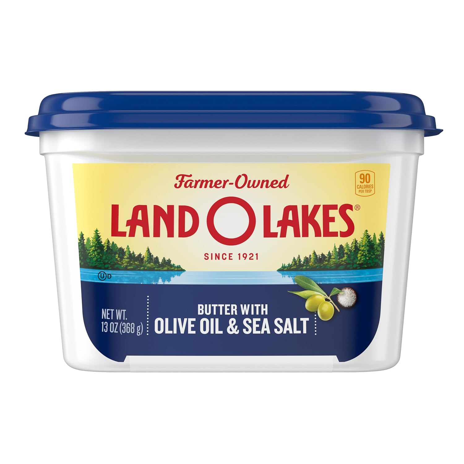 Land O'Lakes Butter with Olive Oil & Sea Salt - Spreadable 13 oz Tub, Rich Fridge-Ready Flavor