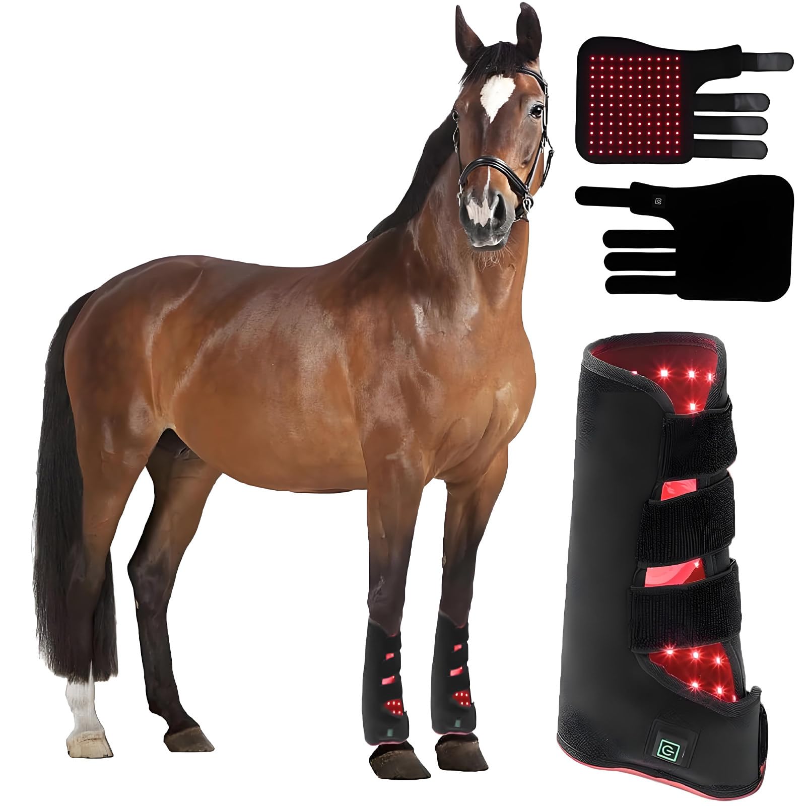 PioMue Horse Equine Red Light Therapy Boots, Horse Near Infrared Therapy Wrap, 660nm 850nm, for Horses Muscle and Joint Leg Pain Right