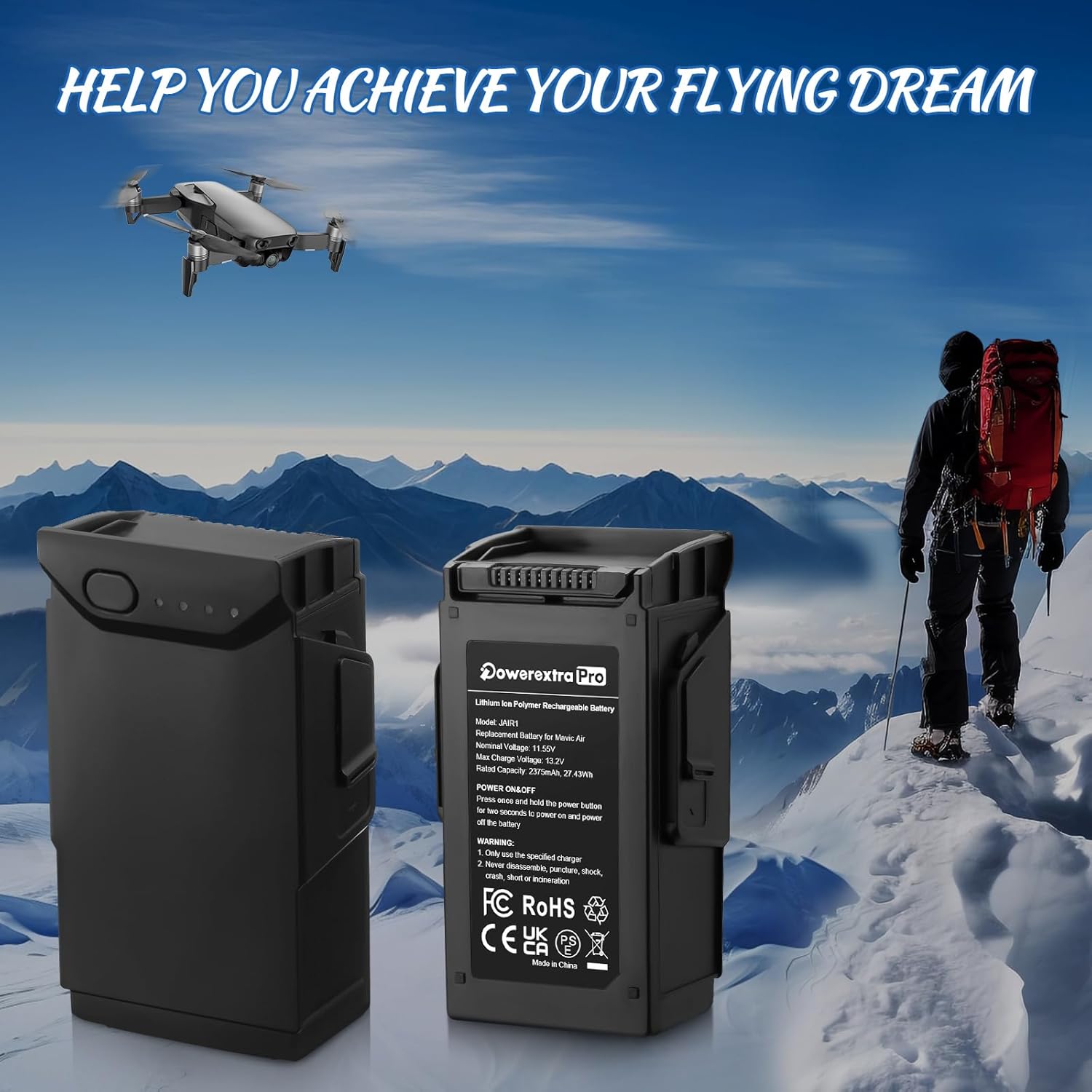 FirstPower Mavic Air - Batería De 2375 MAh, Batería De Vuelo Inteligente Compatible Con Dji Mavic Air Drone Tiempo De Vuelo Maximo De 21 Minutos