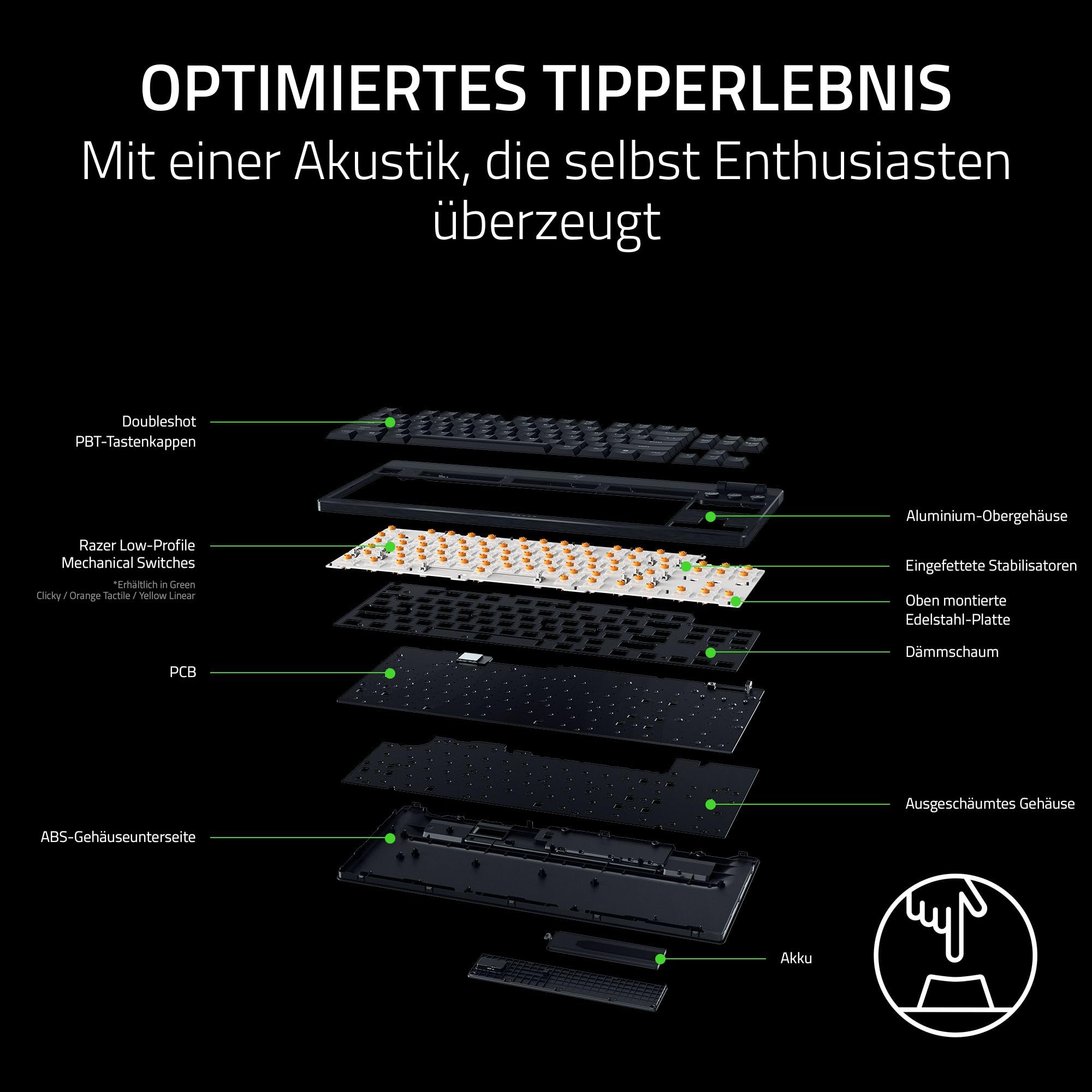 Razer Blackwidow V4 TKL Low Profile Orange Switches Kabellose – Bild 6
