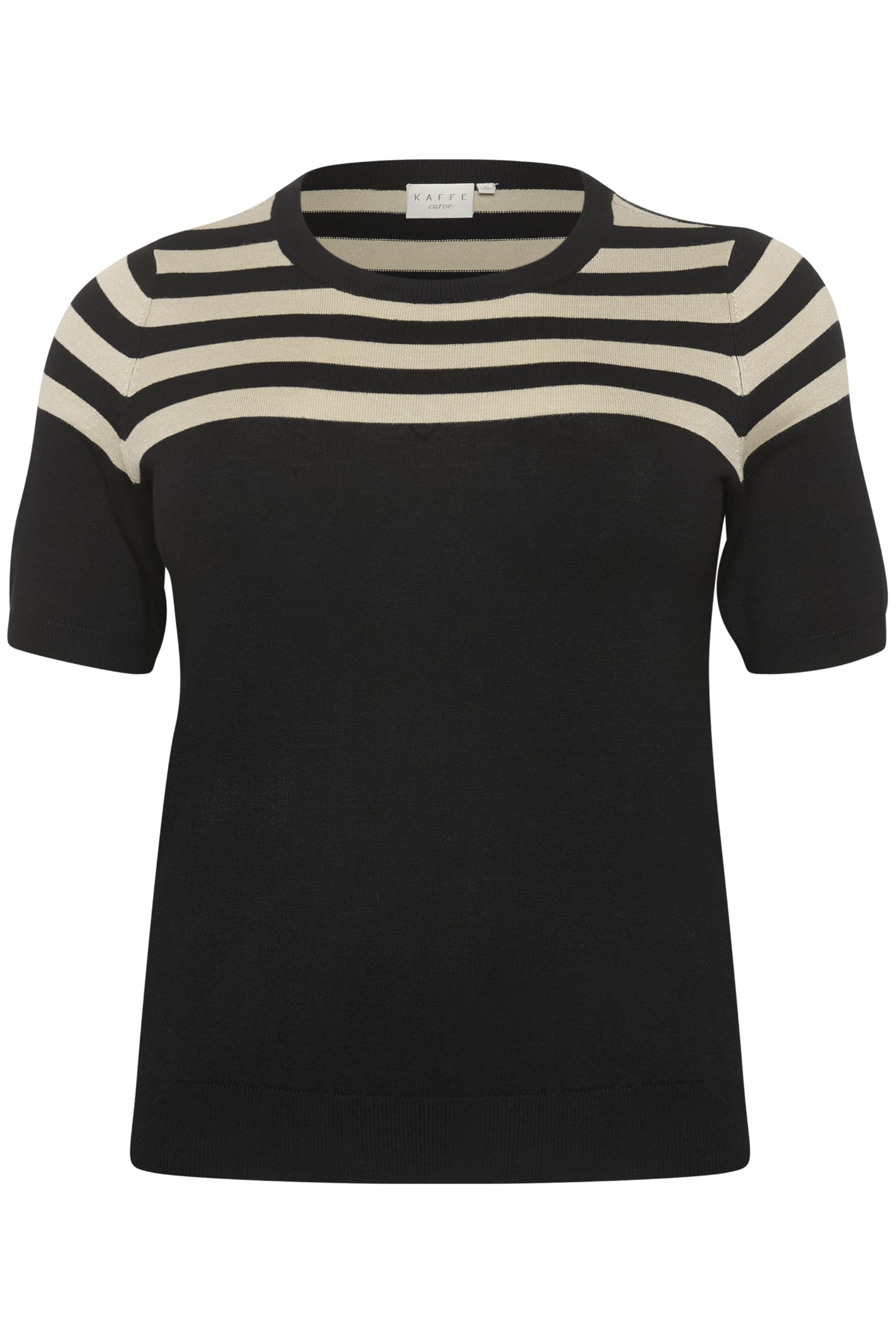 Kaffe Curve Women's Noir Striped Short Sleeve Jumper Lizzy