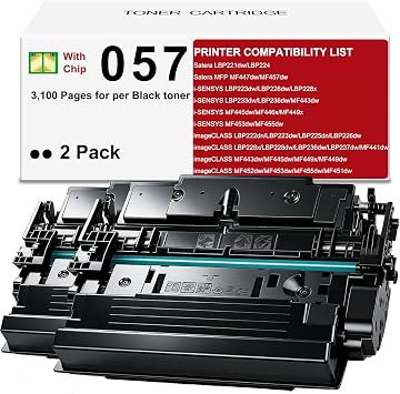 057 Toner Cartridges 2 Black with Chip Replacement for | Canon 057 Toner Cartridge CRG-057 057H Work with ImageCLASS MF445dw MF448dw LBP226dw LBP227dw LBP228dw Printer Laser Printer