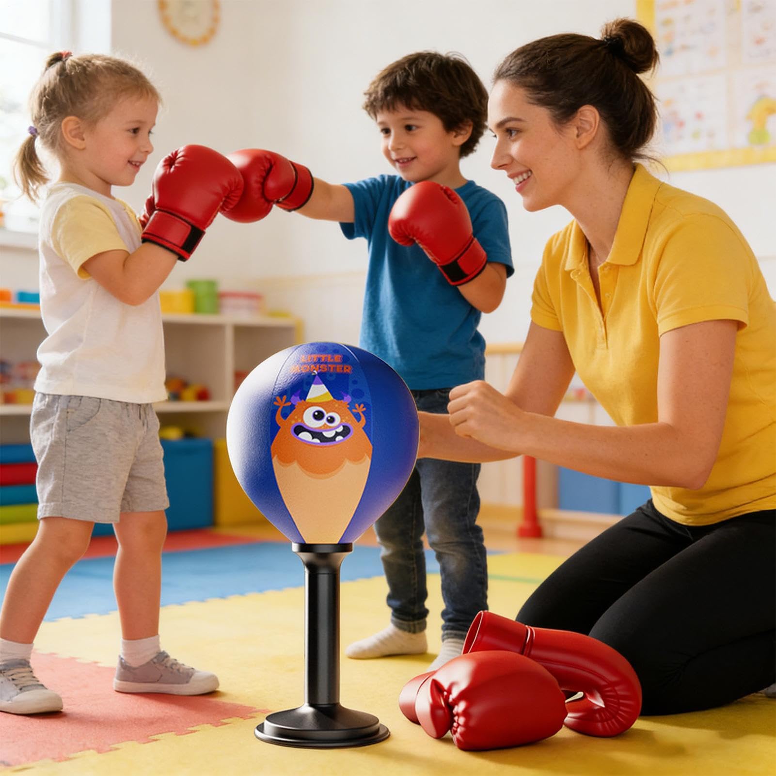 Sacco Da Boxe Per Scrivania Giocattolo per Allenamento di Reazione e Boxe | Palla da Pugilato da Tavolo Per Bambini E Adulti Camera Da Soggiorno Palestra Ufficio