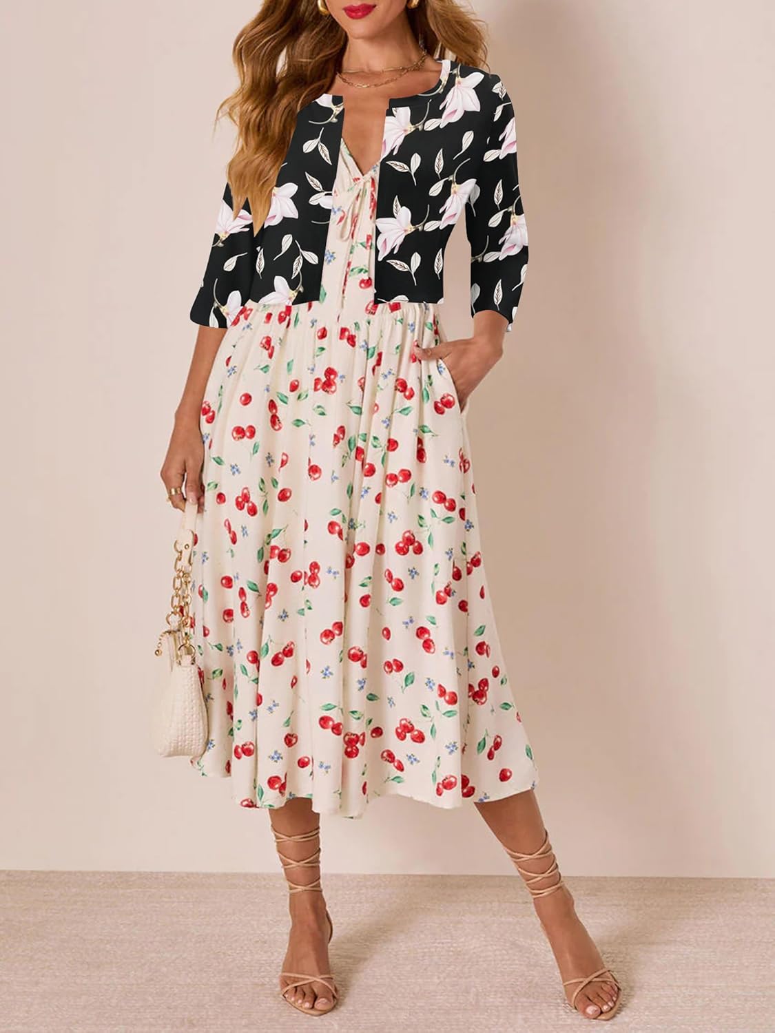 CRAZY GRID Women's Summer Lightweight Cardigan 3/4 Sleeve Shrugs Knit Bolero Open Front Cropped Cardigan for Women S-XXL - Image 3