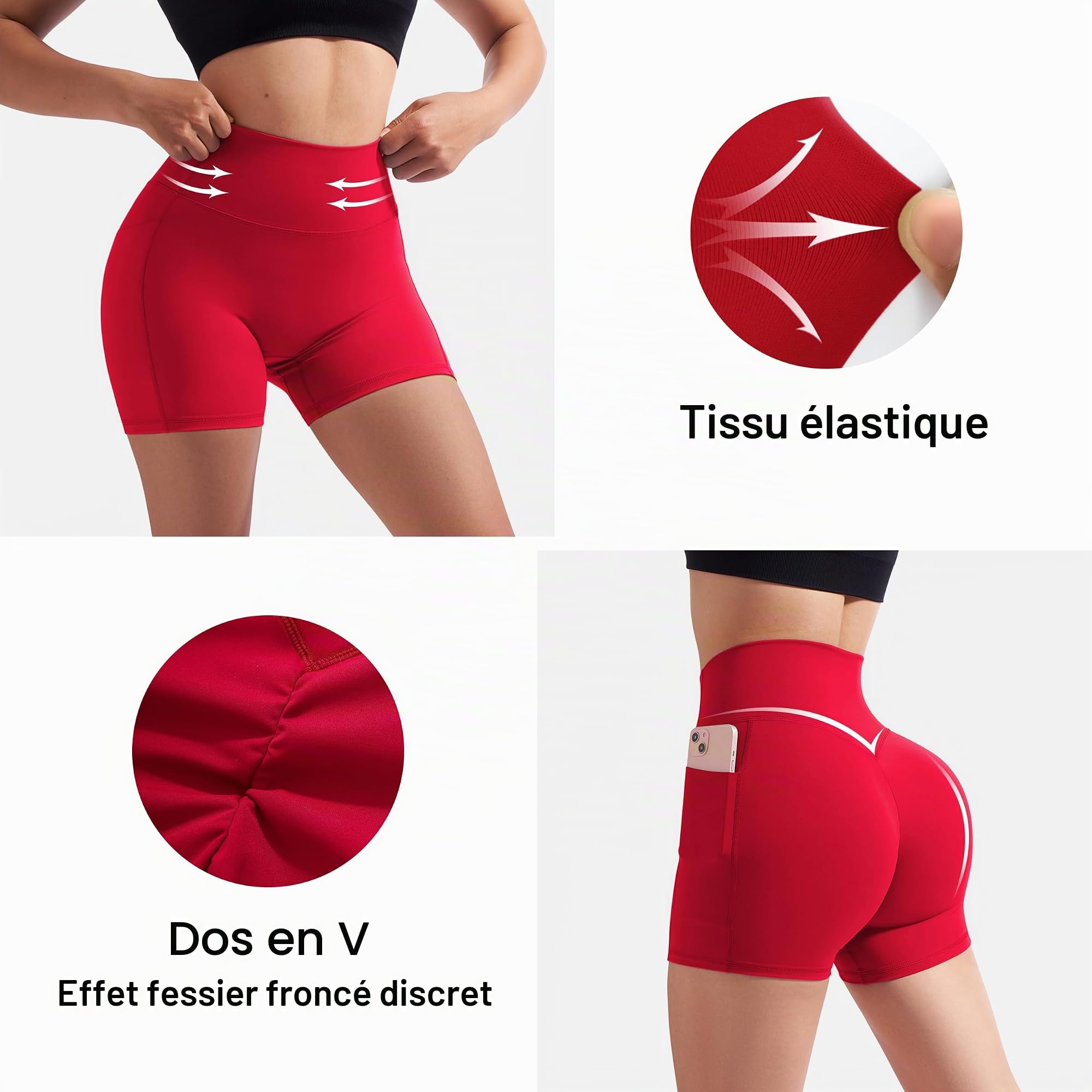 DOULAFASS Ensemble de sport dos nu pour femme - Débardeurs - Short de gym - Ensemble de yoga - Deux pièces - Avec poches