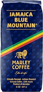 Marley Coffee Talkin' Blues, Jamaica Blue Mountain Naturally Grown Ground Coffee, 8-Ounce Bag