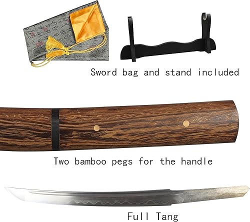 Miniatura 5 de Cuchillo japonés Tanto hecho a mano, arcilla de acero de Damasco, templado, afilado, corta, espada mini, katana, 20 pulgadas