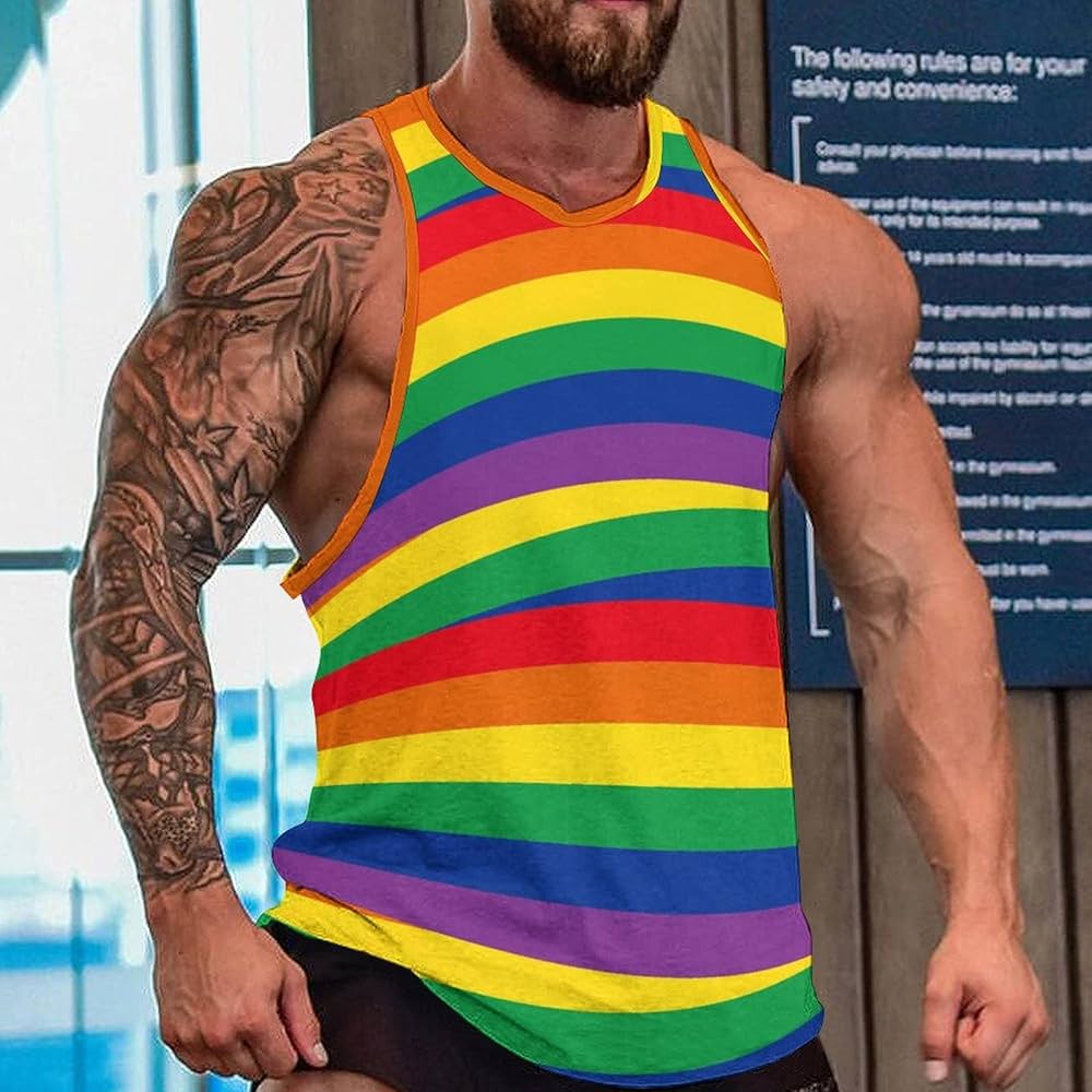 Amazon | LGBTレインボー・ザ・ゲイ タンクトップ メンズ サマー